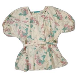 Cacharel vintage 70s flower silk shirt Eggshell