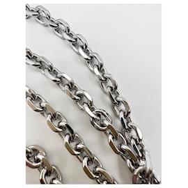 Christian Dior-Removable silver chain shoulder strap Christian Dior with D.I.O.R. pendant.-Silvery