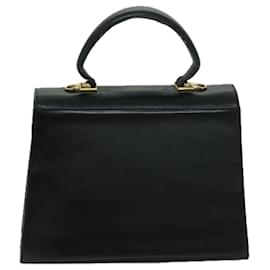 Salvatore Ferragamo-Salvatore Ferragamo Gancini Hand Bag Leather 2way Black Auth 68369-Black