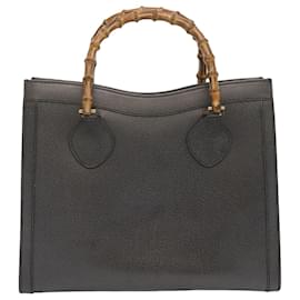 Gucci-GUCCI Bamboo Tote Bag Leather Gray Auth ep3668-Grey