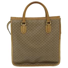 Gucci-GUCCI Micro GG Supreme Web Sherry Line Hand Bag PVC Leather Beige Auth ar11547-Beige