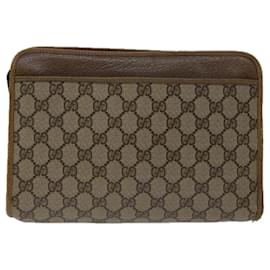 Gucci-GUCCI GG Supreme Web Sherry Line Clutch Bag Beige Red 97 01 037 Auth ep3663-Red,Beige
