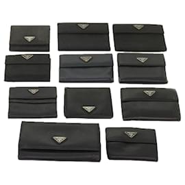 Prada-PRADA Portefeuille Cuir nylon 11 pièces Black Auth bs12980-Noir