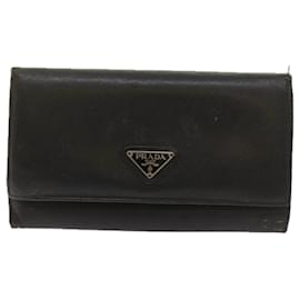 Prada-PRADA Wallet Leather nylon 11 pieces Black Auth bs12980-Black