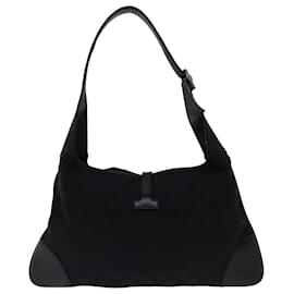 Gucci-GUCCI GG Canvas Sherry Line Jackie Shoulder Bag Black 001 4057 Auth bs12892-Black