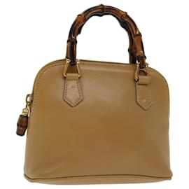 Gucci-GUCCI Bamboo Hand Bag Leather 2way Beige 007 1014 0231 Auth ep3695-Beige