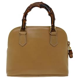Gucci-GUCCI Bamboo Hand Bag Leather 2way Beige 007 1014 0231 Auth ep3695-Beige