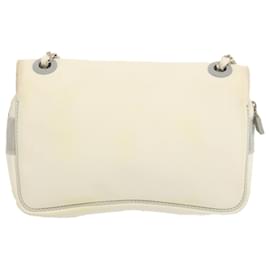 Chanel-CHANEL Chain Shoulder Bag Canvas White CC Auth bs12575-Black