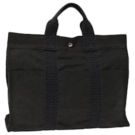Hermès-HERMES Her Line Tote Bag Canvas Gray Auth 67599-Grey