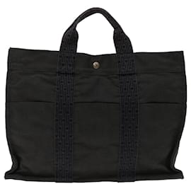 Hermès-HERMES Her Line Tote Bag Canvas Gray Auth 67599-Grey