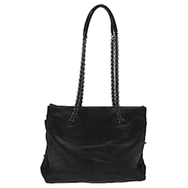 Prada-PRADA Chain Shoulder Bag Leather Black Auth bs12517-Black