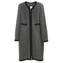 Chanel-Chanel Braided Trim Coat-Dark grey