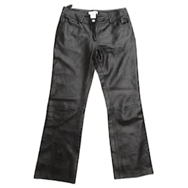 Céline-Céline leather pants size 40-Dark brown