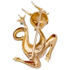 inconnue-Vintage brooch "Capricorn", Yellow gold, turquoise.-Other