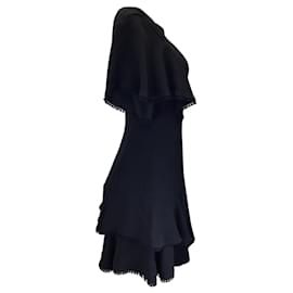 Autre Marque-J. Mendel Black Ruffled Crepe Dress-Black