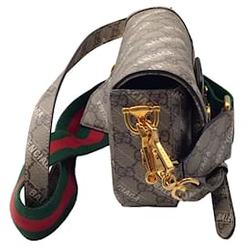 Autre Marque-Gucci x Balenciaga Beige Multi GG Supreme Canvas Horsebit 1955 Mini bag-Beige