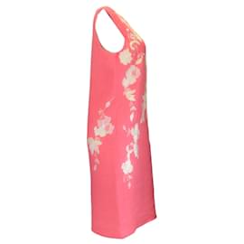 Autre Marque-Naeem Khan Pink / Beige Embroidered and Beaded Sleeveless Linen Dress-Pink