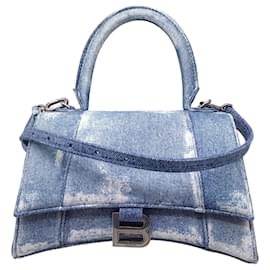 Autre Marque-Balenciaga Blue Distressed Denim Hourglass Top Handle Bag-Blue