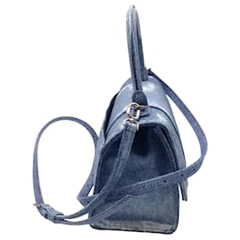 Autre Marque-Balenciaga Blue Distressed Denim Hourglass Top Handle Bag-Blue