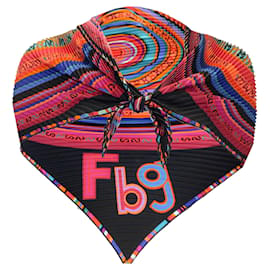 Autre Marque-Hermes Black / Rosa Multi FBG 24 Bufanda de sarga de seda plisada-Multicolor
