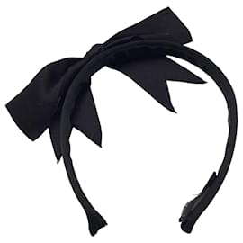 Autre Marque-Chanel Black Vintage Bow Ribbon Detail Satin Headband-Black