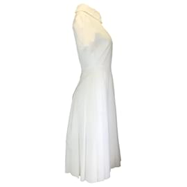Autre Marque-Duncan – Weißes, plissiertes, kurzärmliges Hemdblusenkleid aus Baumwolle mit Knopfleiste-Weiß