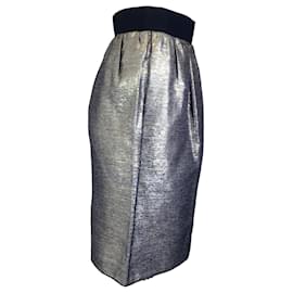 Autre Marque-Dolce & Gabbana Silver / Gold Metallic Lurex Skirt-Metallic