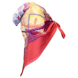 Autre Marque-Hermes rot / Violetter, mehrfarbiger quadratischer Aloha-Schal aus Seidentwill-Mehrfarben