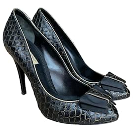 Escarpins noirs en cuir python avec nœud Dolce & Gabbana Noir