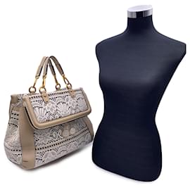Dolce & Gabbana-Bolso satchel grande Miss Sicily Heritage de encaje blanco-Beige