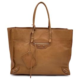 Balenciaga-Beige Leather Papier A4 Large Tote Bag Handbag-Beige