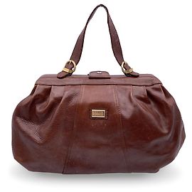 Gianfranco Ferré Bolsa médica vintage de couro marrom com alça Marrom