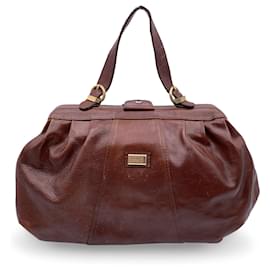 Gianfranco Ferré-Vintage Brown Leather Doctor Bag Satchel with Strap-Brown