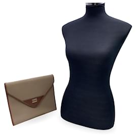 Gianfranco Ferré-Vintage Beige Canvas Envelope Clutch Bag-Beige