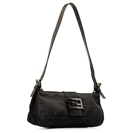 Fendi-Fendi Black Zucca Shoulder Bag-Black