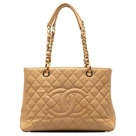 Chanel-Chanel Brown Caviar Grand Shopping Tote-Brown,Camel