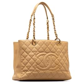 Chanel-Chanel Brown Caviar Grand Shopping Tote-Brown,Camel