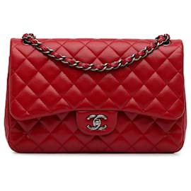 Chanel-Chanel Red Jumbo Classic Caviar Double Flap-Red