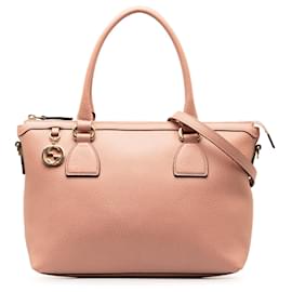 Gucci-Gucci Pink Leather Charmy Satchel-Pink