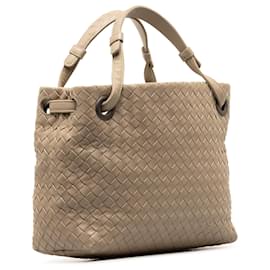 Bottega Veneta-Bottega Veneta petit cabas Bella Intrecciato marron-Marron,Beige