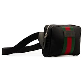 Gucci-Gucci Black Canvas Web Slim Belt Bag-Black