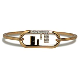 Fendi-Fendi Gold Crystal O'Lock Bracelet-Golden