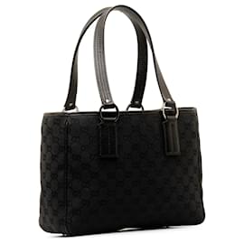 Gucci-Gucci Black GG Canvas Handbag-Black