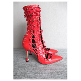 Autre Marque-Liudmila botas de cobra vermelha Drury Lane-Vermelho