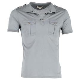 Burberry-Camisa Polo Burberry em Algodão Cinza-Cinza