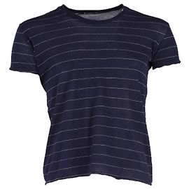 Camiseta Dior Pin-Stripe em Algodão Azul Marinho Azul marinho