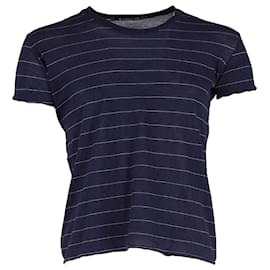 Dior-Dior Pin-Stripe T-shirt in Navy Blue Cotton-Navy blue
