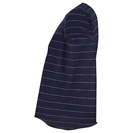 Dior-Camiseta Dior Pin-Stripe em Algodão Azul Marinho-Azul marinho