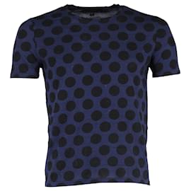 Burberry-Burberry Prorsum Polka Dot T-Shirt aus blauer Baumwolle-Blau