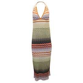 Vestido largo con cuello halter y punto ondulado de algodón multicolor de M Missoni Otro Impresión de pitón